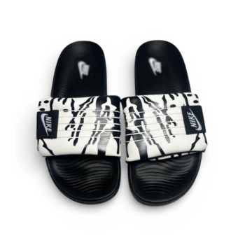 Nike Sport Patterned Comfort Slides – Black & White